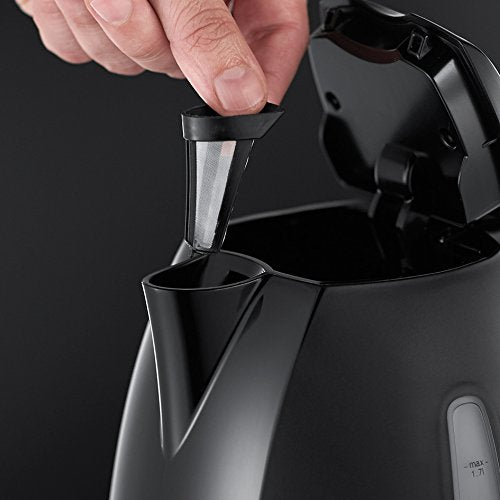 Russell Hobbs czajnik elektryczny, strefy szybkiego gotowania, filtr antywapienny, kontroler strix, niebieskie podświetlenie, moc 2400W, czarny mat, Textures Plus 22591-70