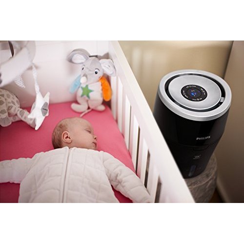 Philips HU4813 10 nawilżacz powietrza do 44 m², higieniczna technologia NanoCloud, cichy tryb nocny, tryb automatyczny, kolor czarny