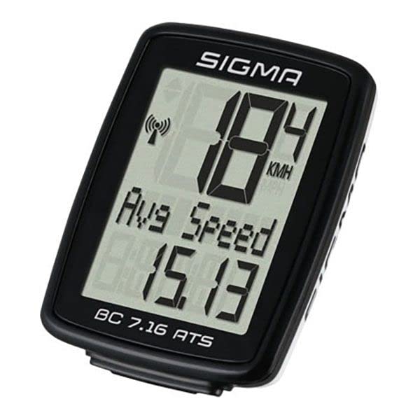 Sigma Sport komputer rowerowy BC 7.16 ATS, 7 funkcji, duży wyświetlacz, bezprzewodowy tachometr rowerowy, wodoszczelny, czarny
