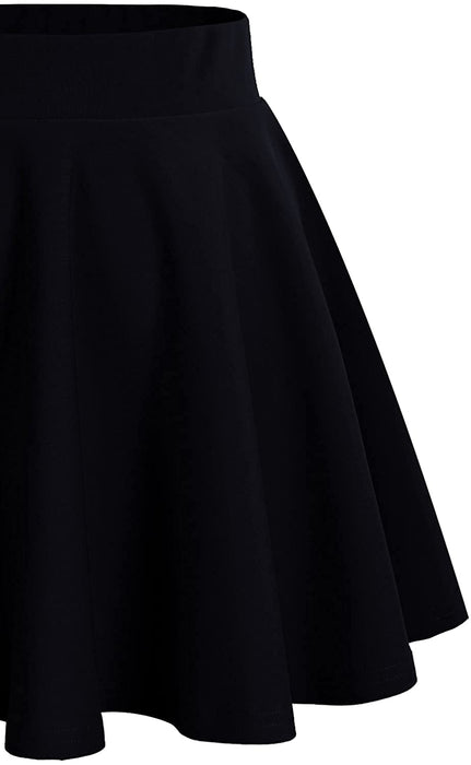 DRESSTELLS Damska podstawowa solidna wszechstronna elastyczna nieformalna spódnica mini z dzwoneczkiem