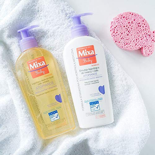 Mixa Baby hipoalergiczny, łagodzący olejek do mycia ciała i włosów z kwasami,certyfikat ECARF, odpowiedni dla niemowląt, dla skóry suchej i atopowej, 250 ml