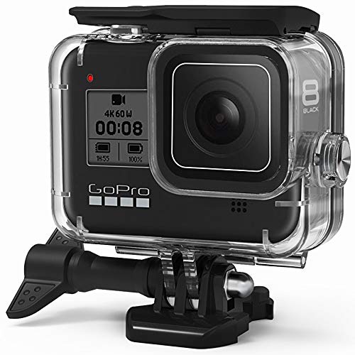 FitStill Wodoodporna obudowa do GoPro Hero 8 Black, ochronna obudowa do nurkowania 60 m obudowa z uchwytem akcesoria do kamery Go Pro Hero8 Action