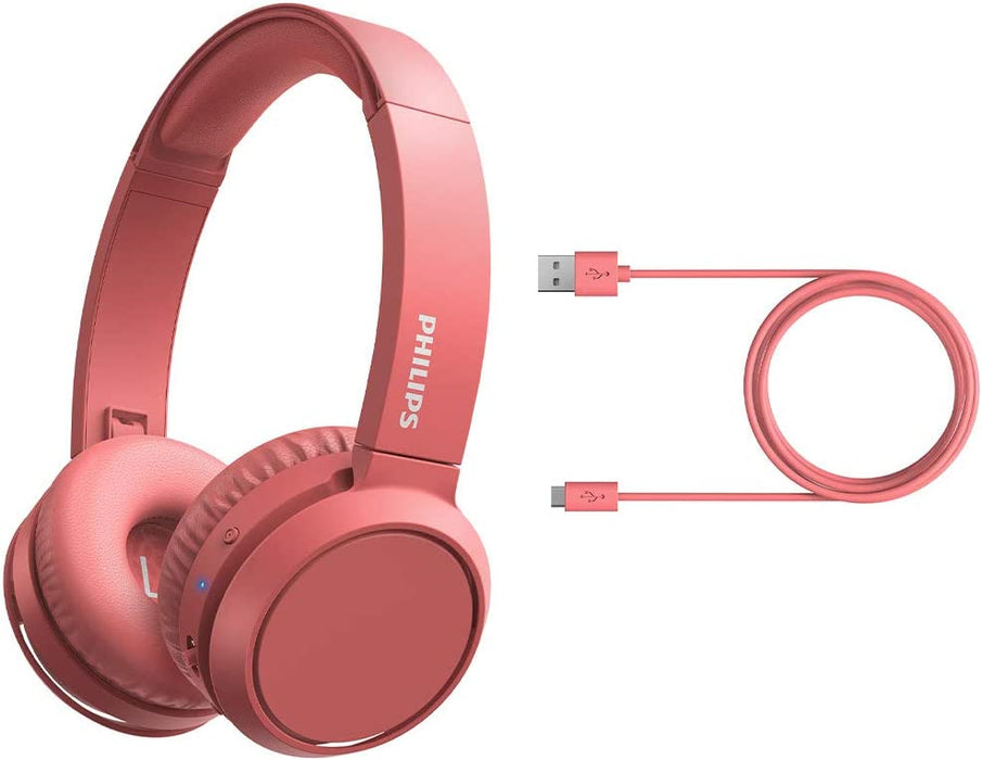 Philips On Ear H4205RD/00 słuchawki z przyciskiem Bass Boost (Bluetooth, czas odtwarzania 29 godzin, funkcja szybkiego ładowania, izolacja hałasu, składana), kolor czerwony matowy – model 2020/2021