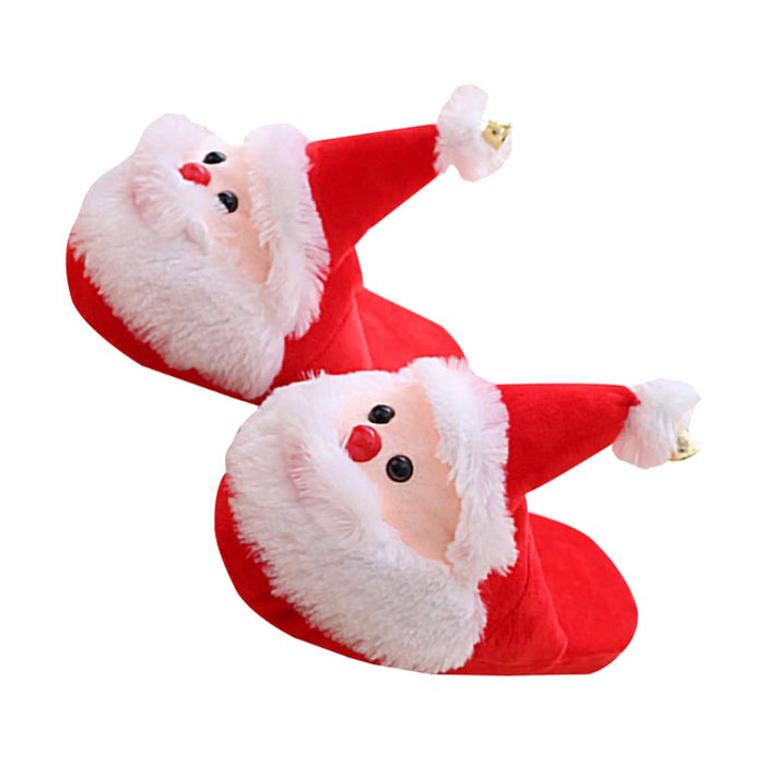 Holibanna Świąteczne kapcie kostium Świętego Mikołaja przytulne futrzane zimowe kapcie pluszowe miękkie ciepłe kapcie domowe na święta Boże Narodzenie przyjęcie przysługa rozmiar 36-38