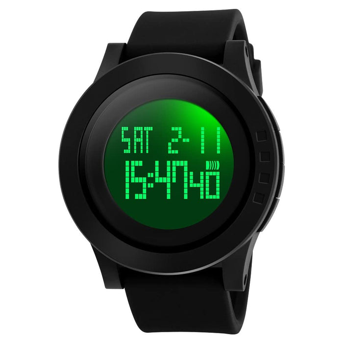 TONSHEN Męski zegarek wojskowy 50 m wodoodporny silikonowy pasek LCD cyfrowy elektroniczny 164FT 50 wodoodporny 12H/24H czas wielofunkcyjne zegarki sportowe - czarny