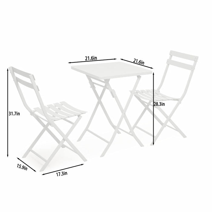 Składane stoły i krzesła na tarasie, przenośne składane stoły i krzesła, żelazna sztuka stabilne wsparcie, wielofunkcyjne zastosowanie, wygodne przechowywanie, odpowiednie do salonu / jadalni / tarasu.