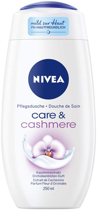 NIVEA Kremowy żel pod prysznic i kaszmiru (250 ml), bogaty żel pod prysznic z ekstraktem z kaszmiru i delikatnym zapachem storczyka, kremowy żel pod prysznic dla gładkiej skóry