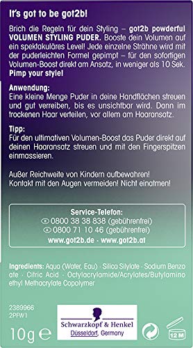 Schwarzkopf got2b Puder do stylizacji włosów, 1 opakowanie (1 x 10 g)