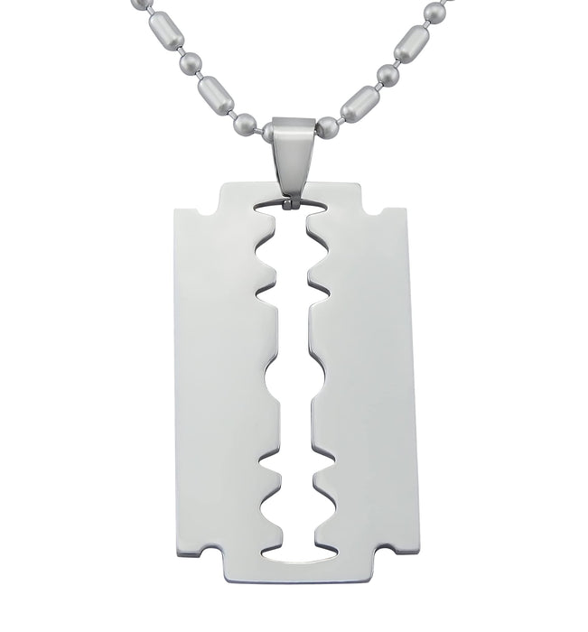 Hanessa Biżuteria dla mężczyzn, nóż do golenia, wisiorek, łańcuszek ze stali nierdzewnej, w kolorze srebrnym, prezent dla przyjaciela/męża/mężczyzny