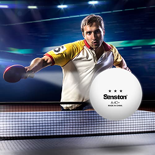 Senston Profesjonalne piłki do tenisa stołowego, białe 3-gwiazdkowe piłki do ping ponga, oficjalny rozmiar 40 mm, opakowanie 12 lub 24 zaawansowanych piłek do pingponga