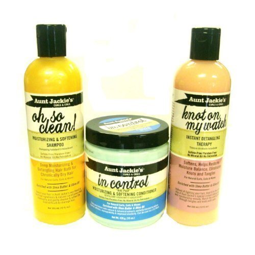 Aunt Jackie's Oh So Clean Shampoo odżywka In Control Conditioner and Knot on My Watch Detangling Therapy by Aunt Jackie's