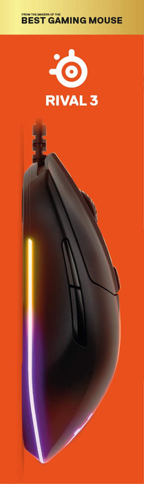 SteelSeries Rival 3 - Sensor Optyczny TrueMove Core 8 500 CPI - 6 Programowalnych Przycisków - Przyciski Split Trigger