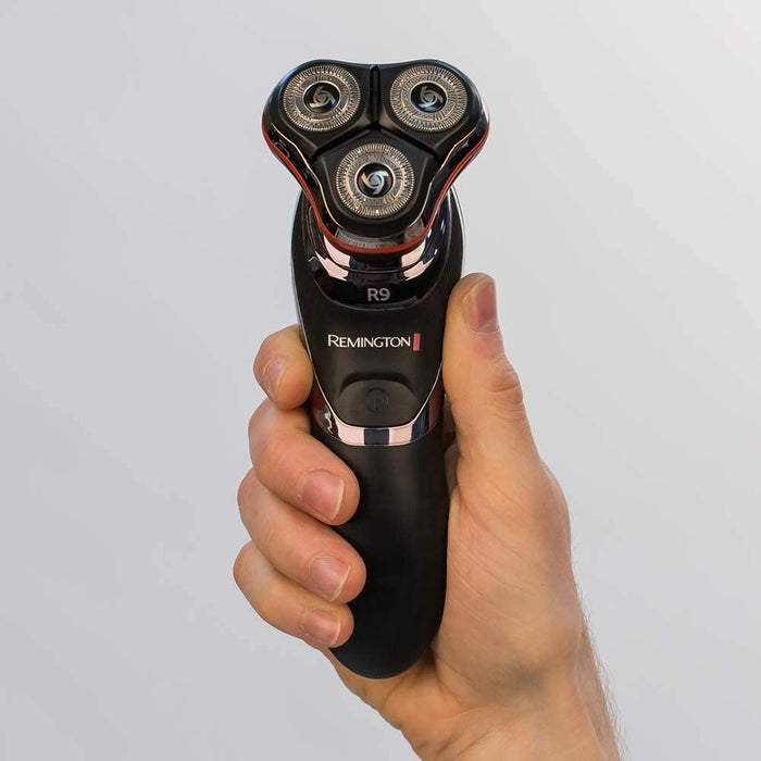 Remington golarka męska, elektryczna, rotacyjna, nasadka do stylizacji brody, wyświetlacz LED, golarka na mokro i na sucho, litowa, precyzyjny trymer, futerał do przechowywania , Ultimate R9 XR1570