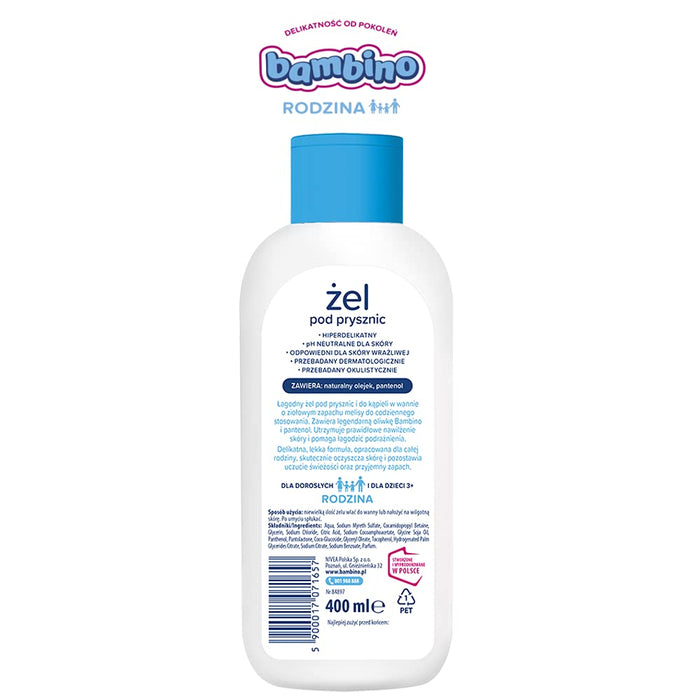Bambino RODZINA Żel pod prysznic hiperdelikatny - zapach melisy 400 ml