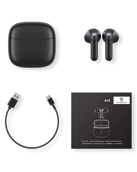 SoundPEATS Air3 Bezprzewodowe Słuchawki Douszne Bluetooth 5.2 z Qualcomm QCC3040, 4 mikrofon i CVC 8.0 z Redukcją Szumów,TrueWireless Mirroring,Wykrywaniem w uchu, Soundpeats App,Trybem Gry