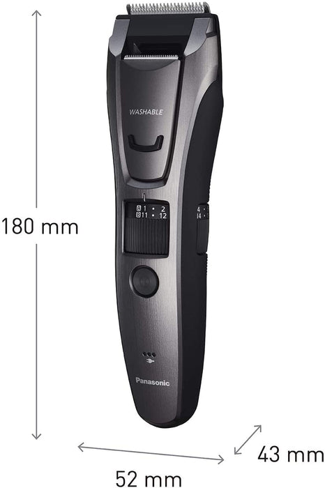 Panasonic ER-GB80-H trymer do brody/włosów z 39 stopniami cięcia, trymer do brody dla mężczyzn, w zestawie precyzyjny trymer, pielęgnacja ciała, ciemno-srebrny