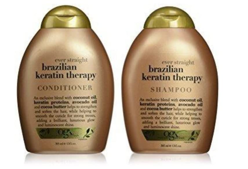 OGX Ever Straight brazylijski szampon i odżywka do terapii keratynowej 385 ml x 2