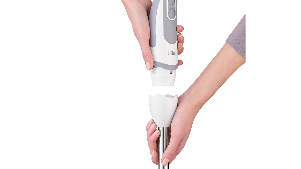 Braun blender ręczny MQ 5245WH blender ręczny – MultiQuick 5 Vario blender ze stopką miksującą ze stali nierdzewnej, 1000 W, w zestawie 4-częściowy zestaw akcesoriów, biały/szary