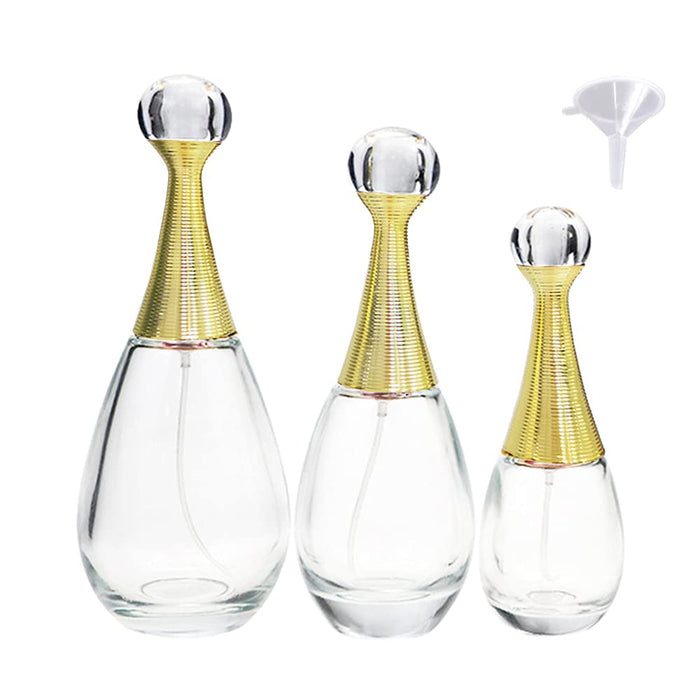 Mini butelka z rozpylaczem perfum do wielokrotnego napełniania, retro korona szklane butelki w sprayu do wielokrotnego napełniania pojemniki podróżne zestaw 3-częściowy zestaw
