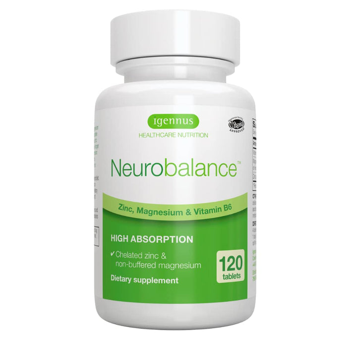 Neurobalance – tabletki ZMB6, wysokie dawki, z cynkiem, witaminą B6 i magnezem, wegańskie, 120 tabletek