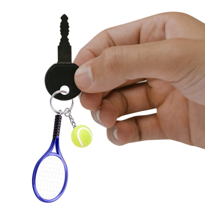 Clyhon 3 sztuki rakietka tenisowa sportowa kółko na klucze nowość mini piłka tenisowa prezent rakieta tenisowa z piłką sportowa breloczek do kluczy