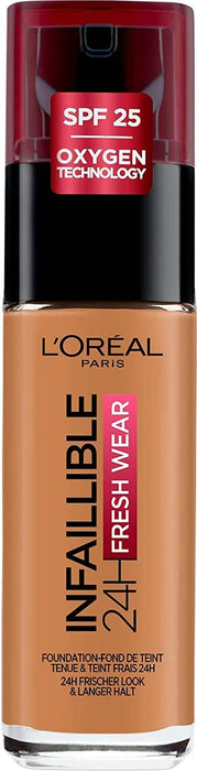 L'Oréal Paris Infaillible 24H Fresh Wear Make-up 330 Hazelnut, wysoka siła krycia, długo utrzymująca się, wodoodporna, oddychająca, 30 ml