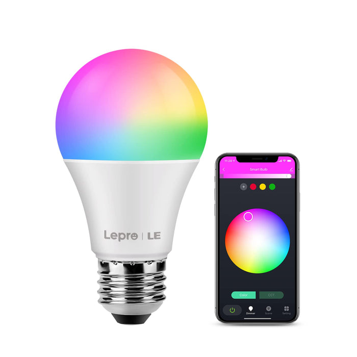 Lepro Inteligentna żarówka, WiFi, E27, WiFi, 9 W, 806 lm, inteligentne lampy przyciemniane, 2700 – 6500 K, sterowanie aplikacją kompatybilne z Alexa Echo, Google Home, 1 opakowanie