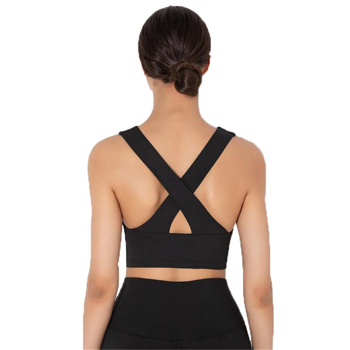 Damski biustonosz sportowy joga top, Damskie Sexy Cross Back Hollow Out Padded Wirefree Biustonosz Biustonosz Moda Oddychające Tank uprawy jogi Topy do ćwiczeń fitness top do jogi fitnessu treningu wy