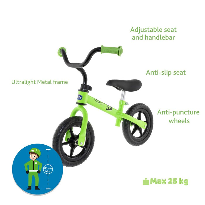 Chicco Pierwszy rower – rower bez pedałów dla dzieci w wieku od 3 do 5 lat, z regulowanym siodełkiem, 25 kg