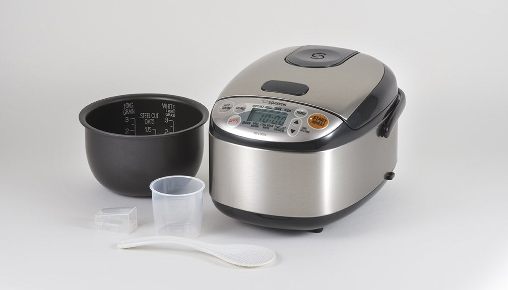 Zojirushi NS-LGC05XB Micom Rice Cooker & ciepło, 3 miseczki (bez pudełka), czarna nierdzewna