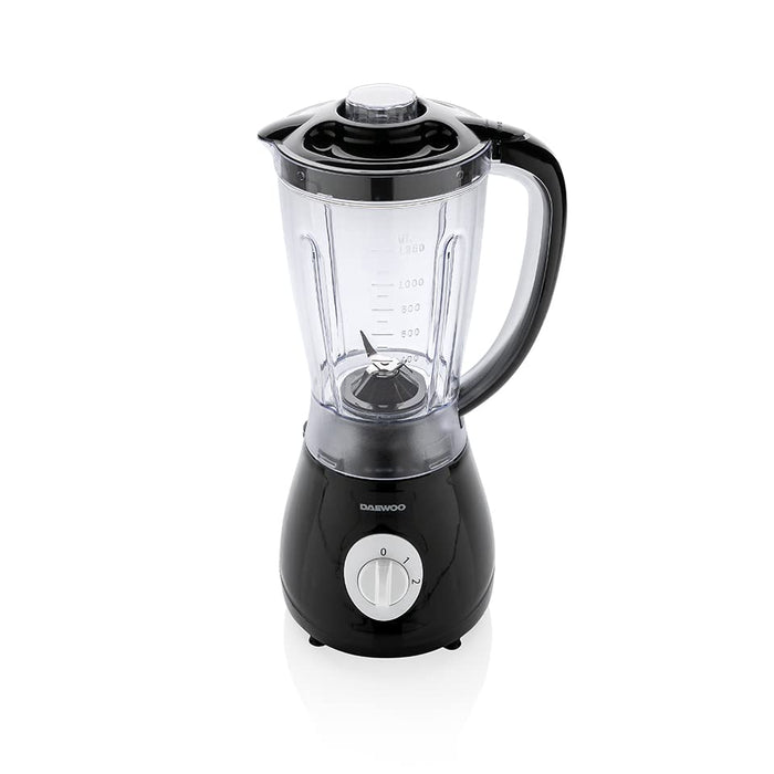 Daewoo DKB350BK - Blender - Blendery kielichowe - Mikser - 1,25 Litra - Ostrza ze stali nierdzewnej - Smoothie maker - 2 prędkości - 5 cm Lejek do napełniania - Podziałka - Można myć w zmywarce - Czarny