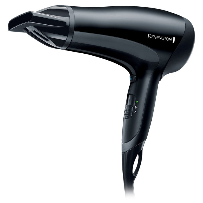 Remington suszarka do włosów z jonizacją, kompaktowa, funkcja Eco, 3 ust. nagrzewania i 2 ust. nawiewu, zimny nawiew, koncentrator, łatwa w czyszczeniu, moc 2000W, czarna, Power Dry D3010