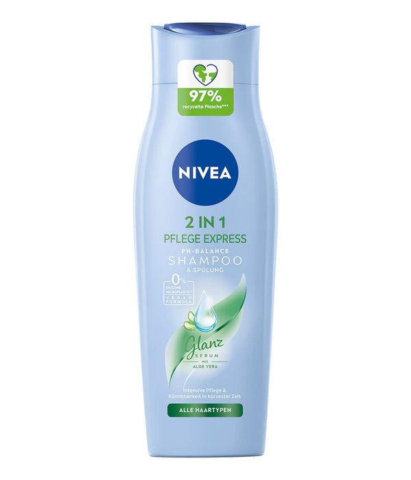 Nivea 2 w 1 Care Express łagodny szampon i odżywka (250 ml), intensywny szampon pielęgnujący z aloesem, szampon do włosów do pielęgnacji w mgnieniu oka