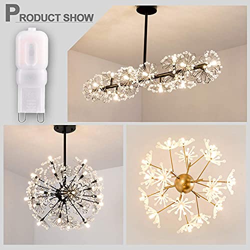 Żarówka LED G9, 10 szt., Bombubilla bez migotania, 3 W, żarówka LED Base Pin G9, 3000 K, ciepła biel AC 220 V, zastępuje żarówki halogenowe 30 W, bez możliwości ściemniania