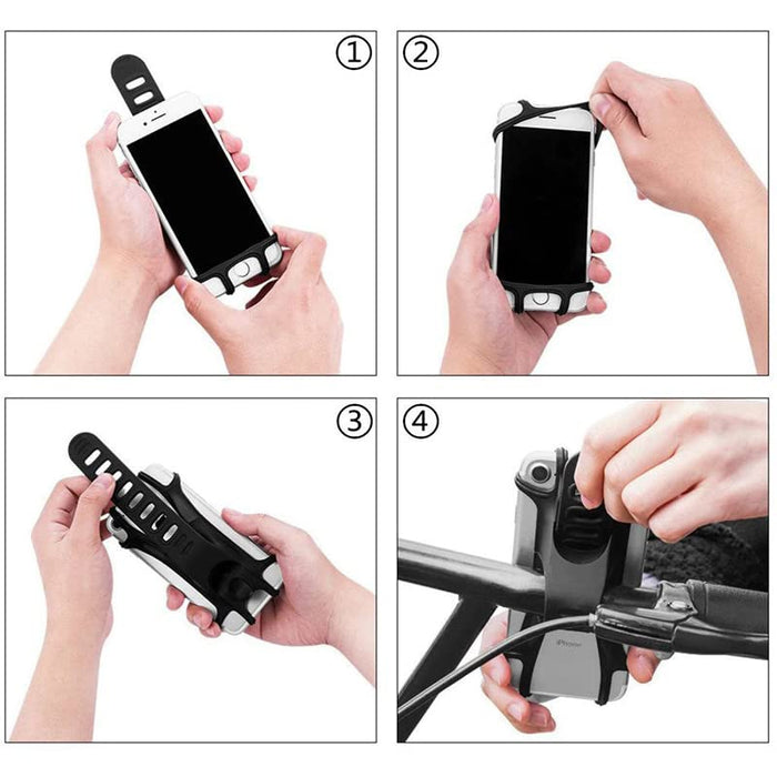 Retoo Uchwyt na telefon komórkowy z silikonu do roweru, uniwersalny uchwyt na telefon komórkowy, uchwyt do smartfona 3,5-6,5", obracany o 360°, uchwyt na telefon komórkowy na kierownicę, motocykl, wyścig, MTB i rower elektryczny