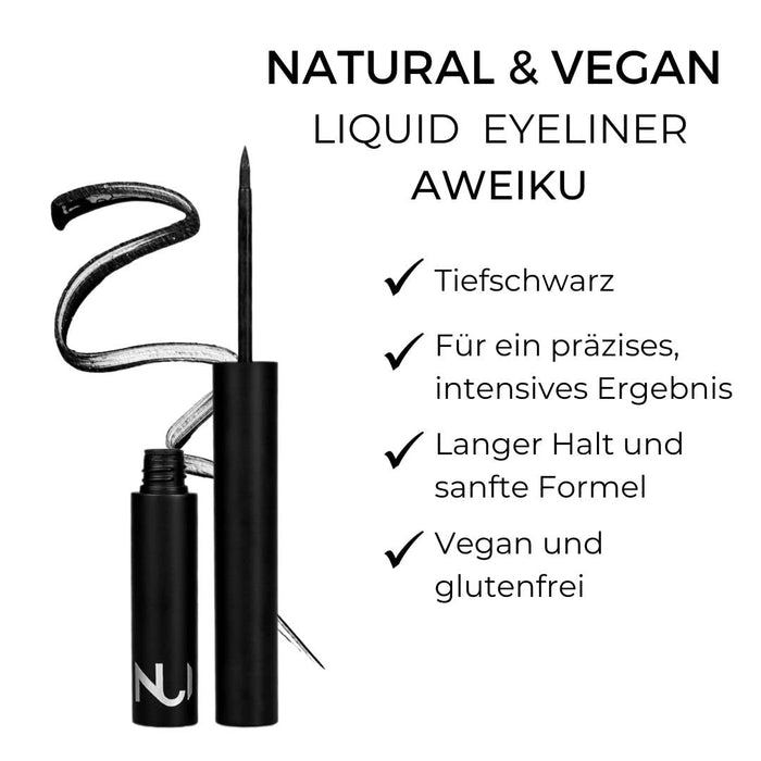 NUI Cosmetics Natural Liquid Eyeliner AWEIKU Make Up - kosmetyki naturalne wegański naturalny bezglutenowy - czarny