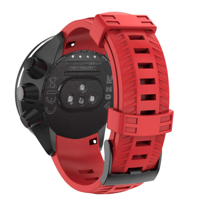 BarRan SUUNTO 9/Suunto 9 paski baro, 24 mm szybkoschnący miękki silikonowy pasek zastępczy do SUUNTO 9/Spartan Sport Wrist HR baro-czerwony
