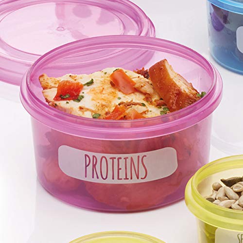 KitchenCraft Zestaw Pojemników na Żywność Healthy Eating, Porcjowanie Jedzenia, 7 Sztuk – Wielokolorowe