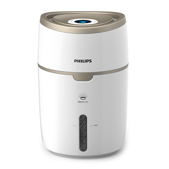 Philips Seria 2000 Nawilżacz Powietrza - Nawilżacz Pomieszczenia do 44 m², Technologia NanoCloud, 2 Prędkości, Tryb Snu, Zbiornik 4l (HU4816/10)
