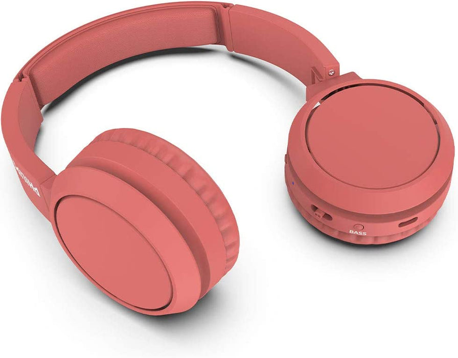 Philips On Ear H4205RD/00 słuchawki z przyciskiem Bass Boost (Bluetooth, czas odtwarzania 29 godzin, funkcja szybkiego ładowania, izolacja hałasu, składana), kolor czerwony matowy – model 2020/2021