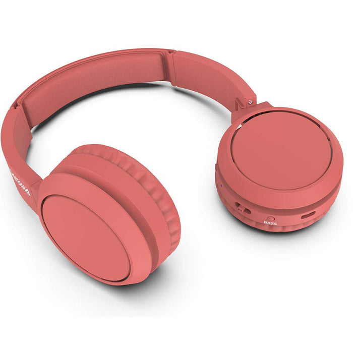 Philips On Ear H4205RD/00 słuchawki z przyciskiem Bass Boost (Bluetooth, czas odtwarzania 29 godzin, funkcja szybkiego ładowania, izolacja hałasu, składana), kolor czerwony matowy – model 2020/2021