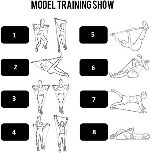 MMCAT przenośny dom siłownia joga pilates kij fitness bar zestaw dla kobiet i mężczyzn przysiady i glutes trening, regulowana opaska treningowa z pętlą na stopę do rozciągania całego ciała, rzeźba