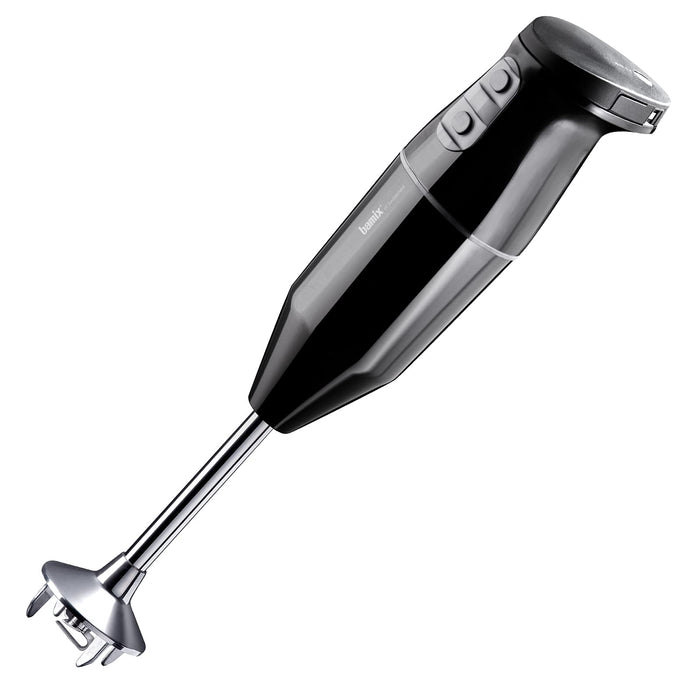 bamix cordless Zestaw blendera ręcznego, ze Stacją ładującą, Nożem wielofunkcyjnym, Trzepaczką, Tarczą ubijającą ze stali szlachetnej, 250 W, 2-stopniowy, Szwajcarski, Czarny