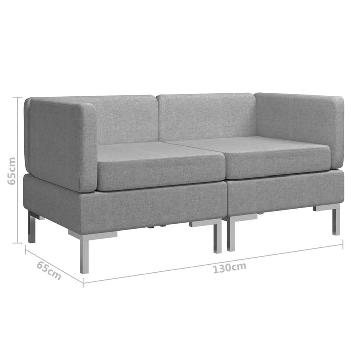 Irfora Modular sofa narożna modułowa sofa środkowa, rattan, sofa narożna, meble ogrodowe, kanapa narożna, 2 sztuki, z nakładkami, materiał jasnoszary
