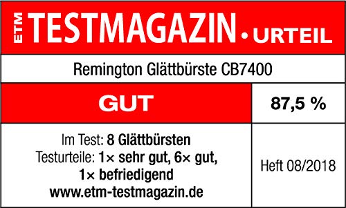 Remington szczotka prostująca z jonizacją, ceramiczne włosie z powłoką antystatyczną, 3 ust. temperatury, szybkie nagrzewanie, przewód 1.8m, etui, szara/brązowa, Straight Brush CB7400