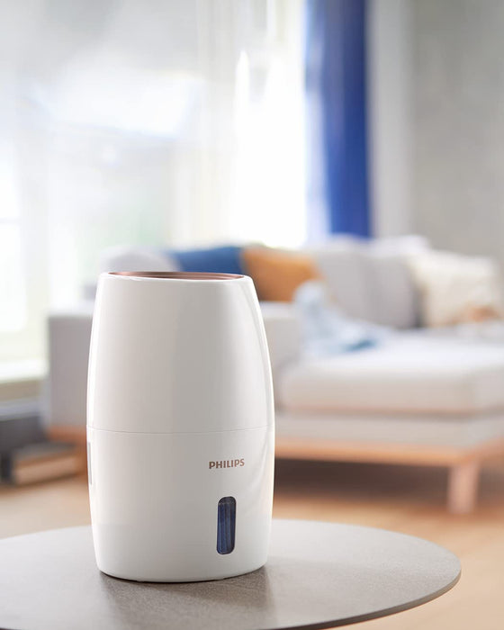 Philips Seria 2000 Nawilżacz Powietrza - Nawilżacz Pomieszczenia do 32 m², Technologia NanoCloud, 3 Prędkości, Tryb Snu, Zbiornik 2l (HU2716/10)