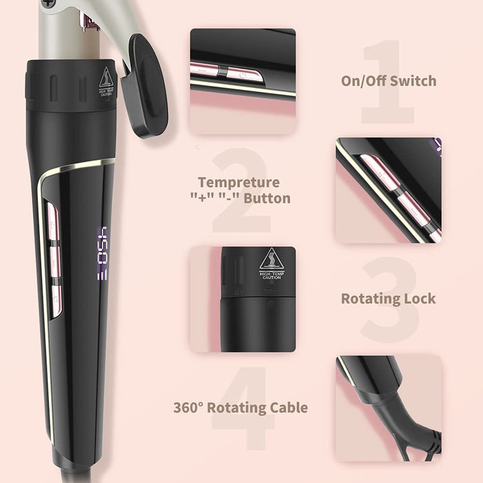 Lokówka zestaw 6 w 1 LCD 80 ° C - 230 ° C Regulowana temperatura ceramiczna o różnych średnicach 09-32 mm