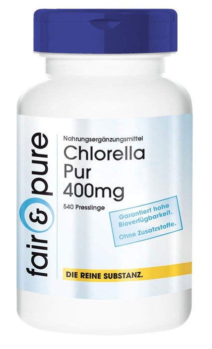 Chlorella 400mg - wegańska - naturalna - 540 granulek Chlorella z Chlorella pyrenoidosa - tabletki Chlorella bez stearynianu magnezu