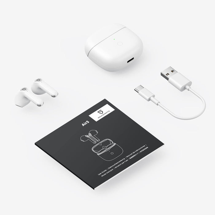 Słuchawki Bluetooth 5.2 SoundPEATS Air 3, Słuchawki Bezprzewodowe Douszne z Qualcomm QCC3040 i aptX-Adaptive, w Wykrywaniu uszu, Podwójne Mikrofony i TrueWireless Mirroring, SoundPEATS APP Tryb Gry