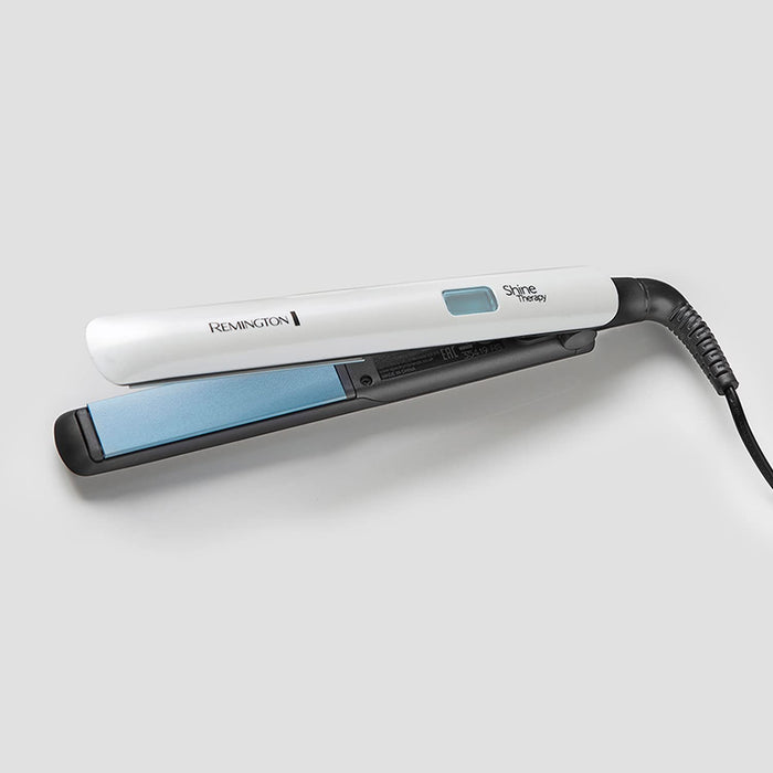 Remington prostownica do włosów, wysokiej jakości powłoka ceramiczna wzbogacona mikroskładnikami dla większego połysku, wyświetlacz LCD, 150-230°C, Shine Therapy S8500